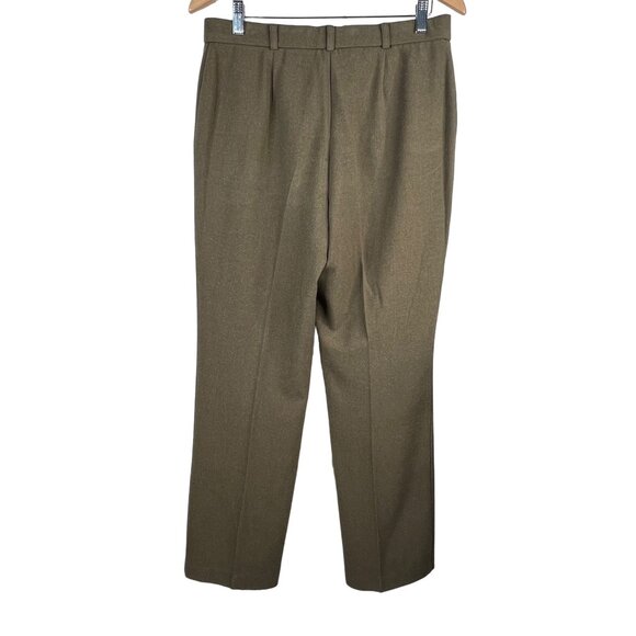 Lana Lee Flat Front Straight Trouser Pants Size 10 Wool Blend Khaki NEW Career - Picture 2 of 12